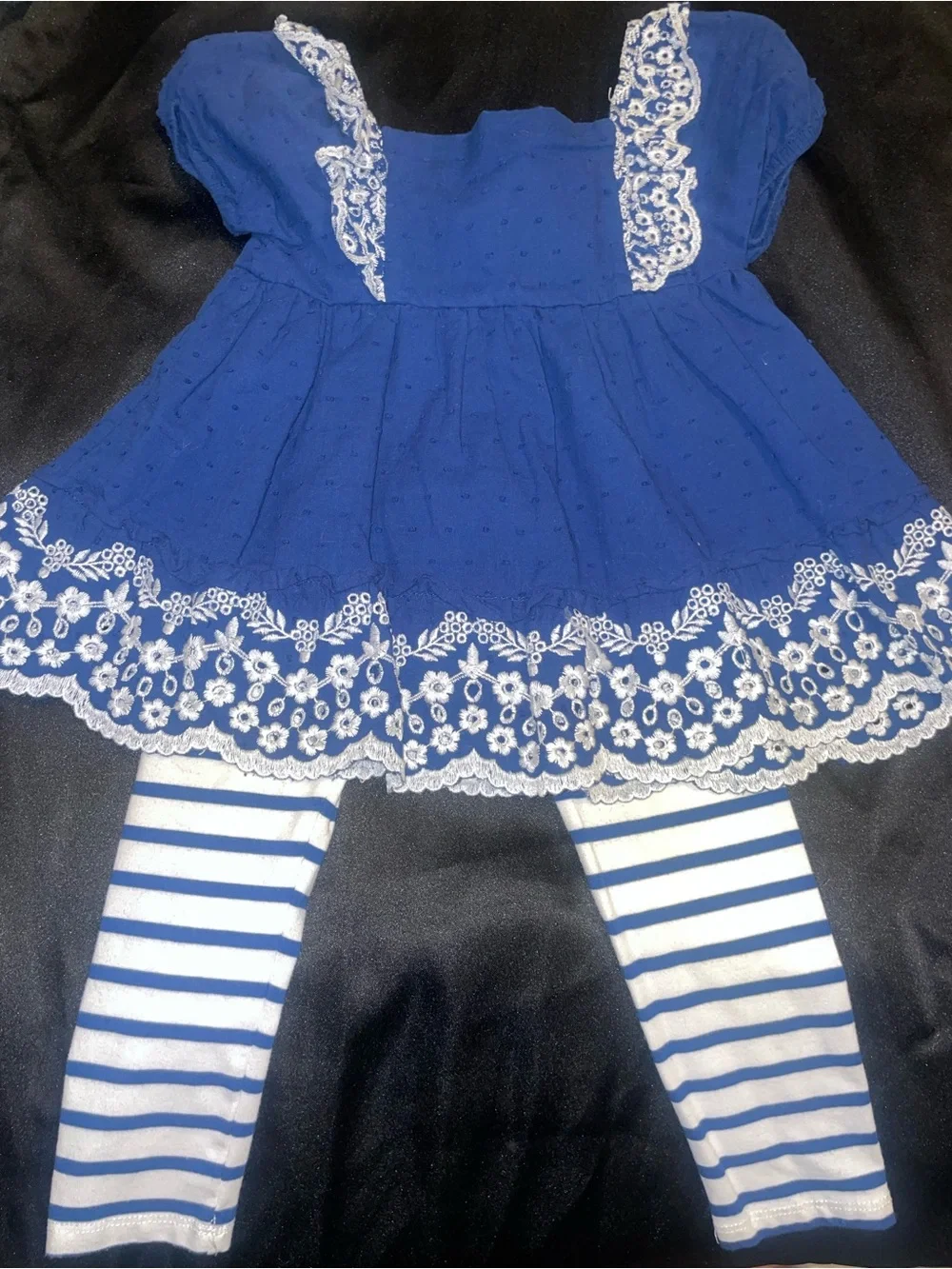 Shabby Chic Blue and White Girls Matching Set